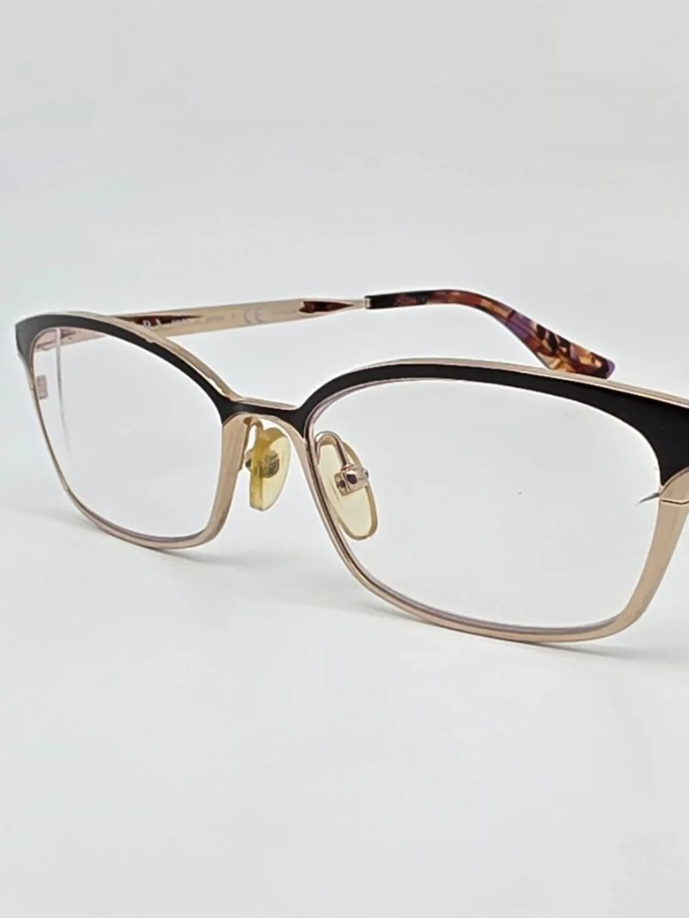 Prada VPR 50R ZVN-1O1 Brown Pale Gold Titanium Cat Eye Eyeglasses Frame Japan